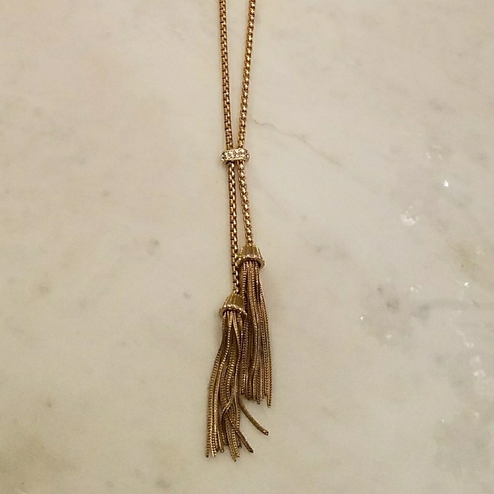 Banana Republic Gold Box Chain Tassel Necklace